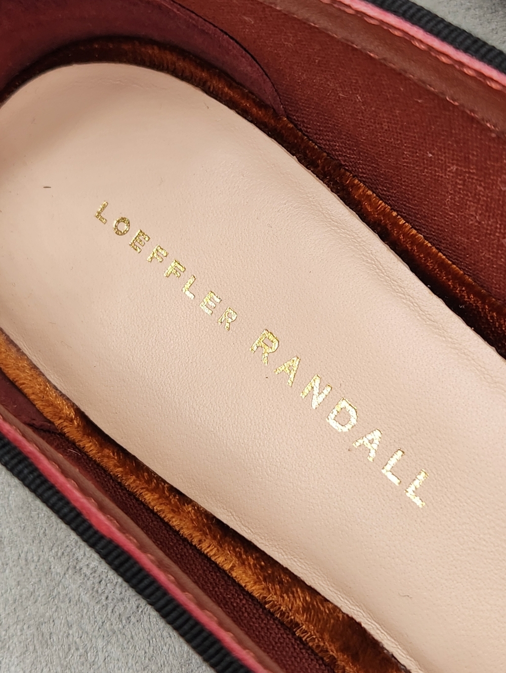 Loeffler Randall Ballet Flats 9.5 Brown Cognac Velvet Ginger MaryJane Made Italy - Picture 14 of 16